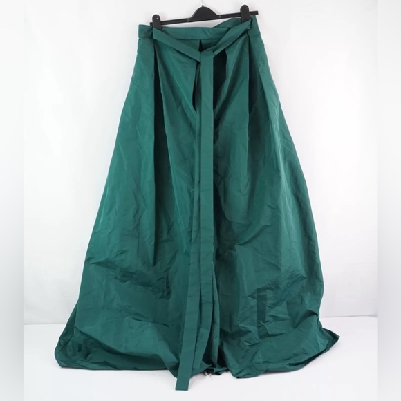 PINKO Women's Green Long Taffeta Wrap Maxi Skirt Size Small - Picture 2 of 6